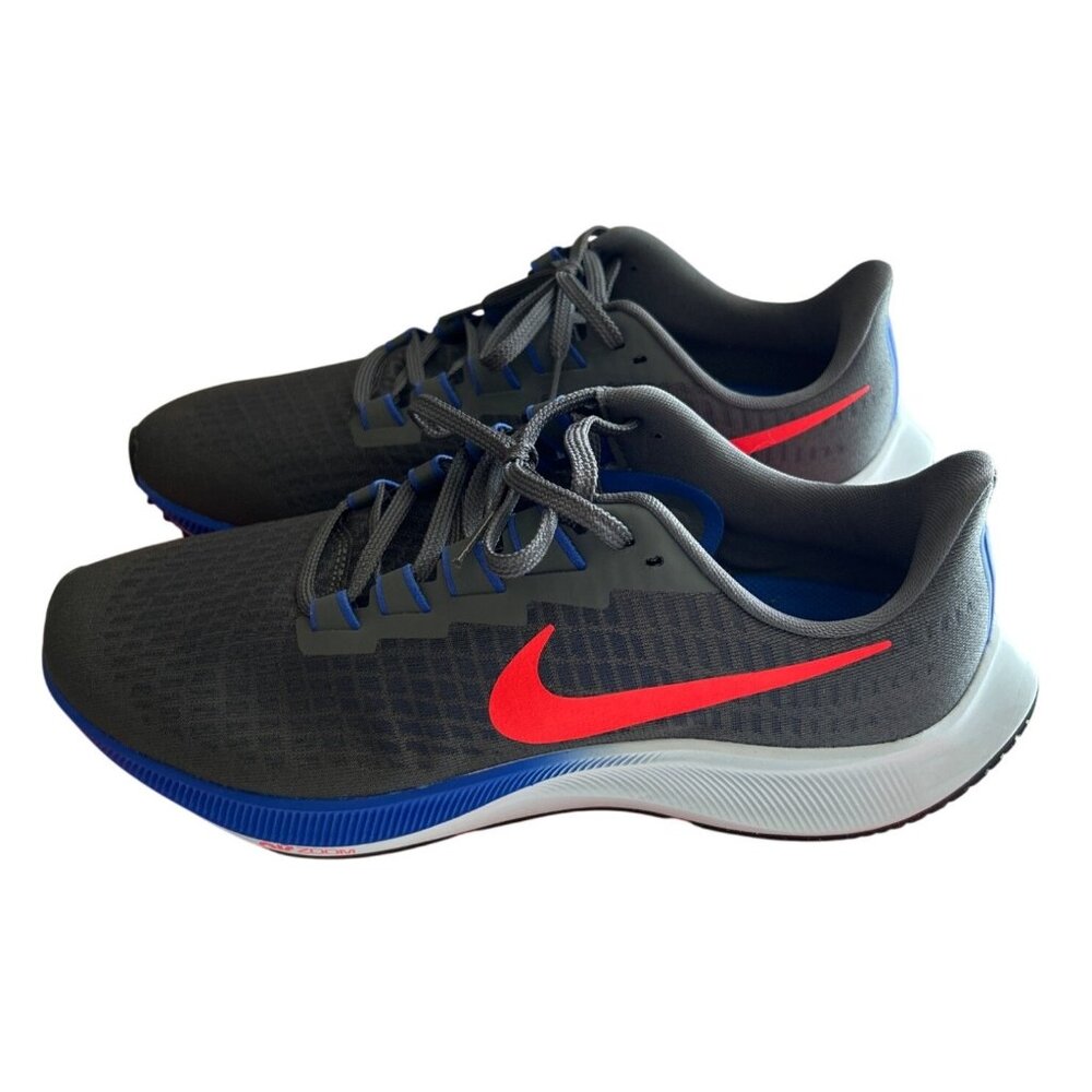 Nike Air Zoom Pegasus 37 Running Shoes Size 10 Grey/Blue/Red Breathable Mesh